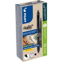 Pilot FriXion Ball Plus roller, medium, zwart, doos van 10 stuks + 10 navullingen