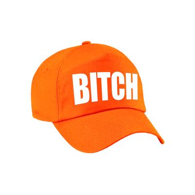 Bitch tekst petje - baseball cap - oranje - voor dames en heren - foute party Bitch tekst petje - baseball cap - oranje - voor dames en heren - foute party