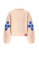 NoNo winter sweater meisjes - ivoor - Kem - gebreid, bloem borduursel