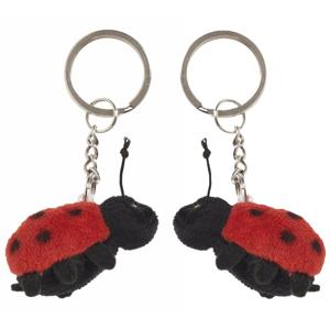 Nature Planet Pluche Lieveheersbeestje - 2x - knuffel sleutelhanger - 6 cm - dieren