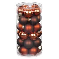30x stuks kleine glazen kerstballen kastanje bruin 4 cm - Kerstbal