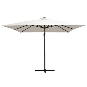 The Living Store Hangende Parasol LED-verlichting - Zandkleurig - 250x250x247 cm - UV-beschermend polyester - 24 LEDs -