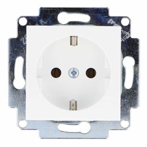Stopcontact inbouw wit kleur RAL 9010 50x50mm 8020SLUW met steekklemmen