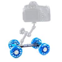 Debo eerste generatie camera vrachtwagen / vloer tabel video schuifregelaar track dolly auto voor dslr camera / camcorders(blauw)