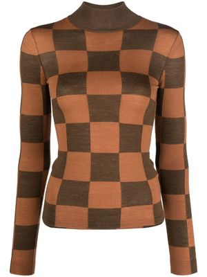 Nanushka haut en maille à damier - Marron