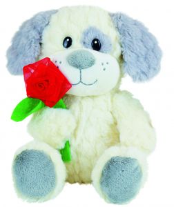 Jemini knuffel Valentine Dog junior pluche grijs/wit
