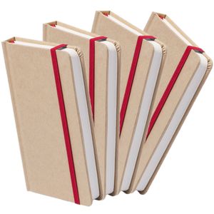 Set van 4x stuks luxe schriftjes/notitieboekjes rood met elastiek A5 formaat