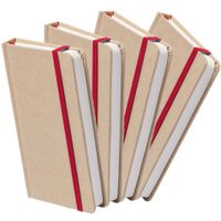 Set van 4x stuks luxe schriftjes/notitieboekjes rood met elastiek A5 formaat