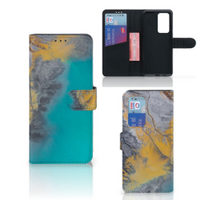 Huawei P40 Pro Bookcase Marble Blue Gold - thumbnail