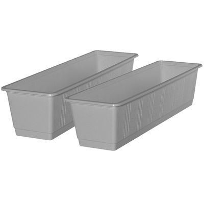 Set van 5x stuks plantenbakken licht grijs rechthoekig 60 x 17,5 x 14,5 cm Set van 5x stuks plantenbakken licht grijs rechthoekig 60 x 17,5 x 14,5 cm
