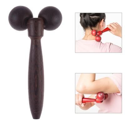 Hout massief houten manuele roller Massager (zwart)