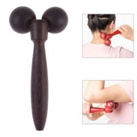 Hout massief houten manuele roller Massager (zwart)
