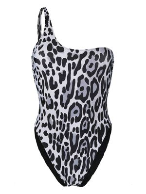 Stella McCartney maillot de bain asymétrique à imprimé léopard - Gris