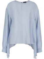 Giorgio Armani blouse en soie à détail noué - Bleu - thumbnail