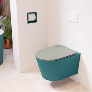 Wandcloset Mondiaz Lavie | Zonder spoelrand | Incl.Toiletzitting-Smoke | Keramiek | Smag (turquoise)