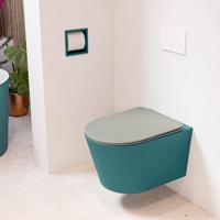 Wandcloset Mondiaz Lavie | Zonder spoelrand | Incl.Toiletzitting-Smoke | Keramiek | Smag (turquoise)