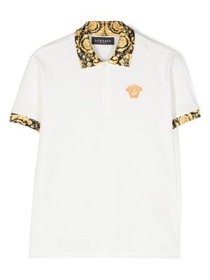 Versace Kids polo à imprimé Barocco Kids - Blanc