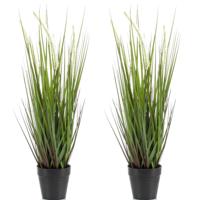 Emerald Kunstplant Siergras - Set van 2x stuks - groen - gras sprieten - 53 cm - kunstplanten - thumbnail