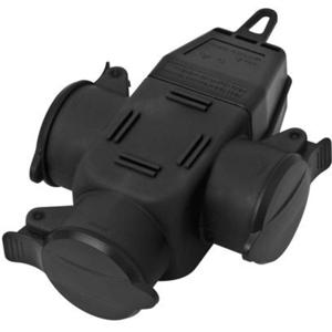 interBär 9007-004.01 3-voudige koppeling Rubber 230 V Zwart IP44