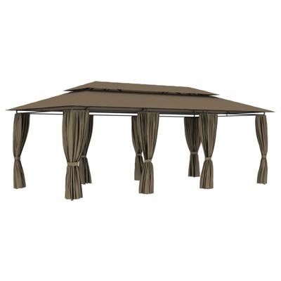 Prieel met gordijnen 180 g/m² 600x298x270 cm taupe