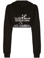 Dolce & Gabbana hoodie crop à logo imprimé - Noir - thumbnail