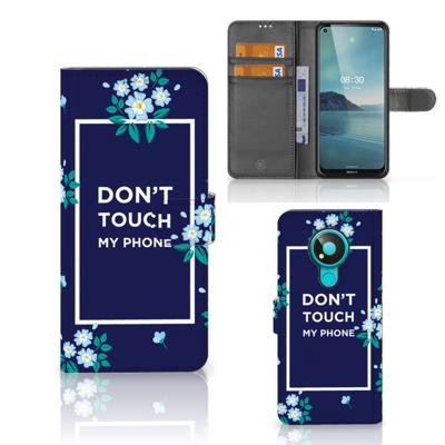 Nokia 3.4 Portemonnee Hoesje Flowers Blue DTMP Nokia 3.4 Portemonnee Hoesje Flowers Blue DTMP