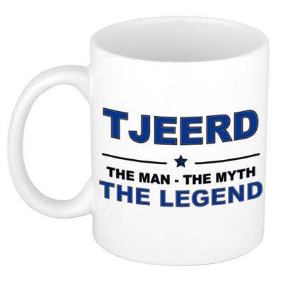Tjeerd cadeau mok - man myth legend - naam koffiemok / beker - wit en blauw - 300 ml Tjeerd cadeau mok - man myth legend - naam koffiemok / beker - wit en blauw - 300 ml