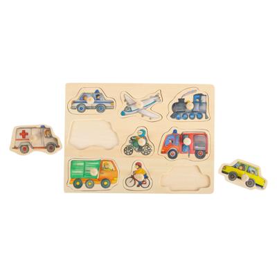 Small Foot houten noppenpuzzel stadsvoertuigen, 9st.
