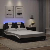Bedframe "Viana" met LED zonder matras kunstleer zwart en wit 140x190 cm