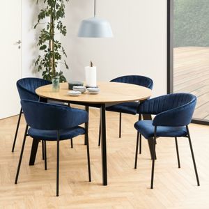 Bendt Uitschuifbare Ronde Eettafel 'Maso' Eiken visgraat, 120 x 120 - 198cm