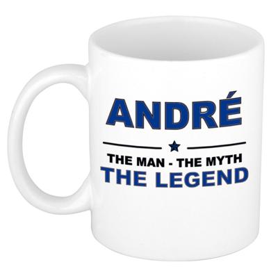 Andr? cadeau mok - man myth legend - naam koffiemok / beker - wit en blauw - 300 ml Andr? cadeau mok - man myth legend - naam koffiemok / beker - wit en blauw - 300 ml