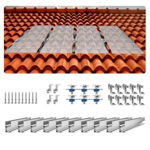 VEVOR zonnepaneelbeugel montageset 10x montagerail 4x eindklemmen accessoires