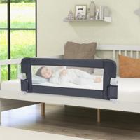 Opklapbare Veiligheid Bedhek voor Peuters Kinderen & Baby Omlaag Duwen Hek voor Wieg Tweeling Volwassen Bed King 120 x 40 x 42 cm Grijs