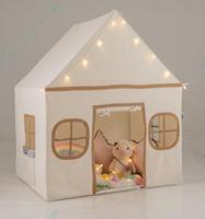 Speelhuis Kinderen Indoor Kinder Tent met Sterrenlichtjes & Gevoerde Mat Beige + Bruin