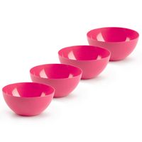 Plasticforte kommetjes/schaaltjes - 4x - dessert/ontbijt - kunststof - D17 x H8 cm - fuchsia roze - Kommetjes