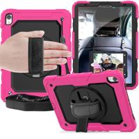 Schokbestendige kleurrijke silicagel + PC beschermende case voor iPad Pro 11 inch (2018) met houder & schouderriem & hand riem & pen sleuf (Rose rood