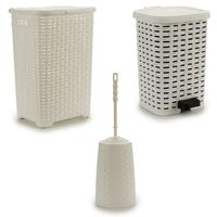 Badkamer/toilet accessoires set kunststof 3-delig ivoor wit