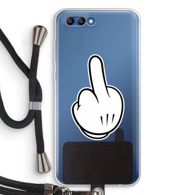 Middle finger black: Honor 10 Transparant Hoesje met koord
