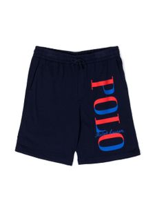 POLO RALPH LAUREN KIDS short en coton à logo imprimé - Bleu