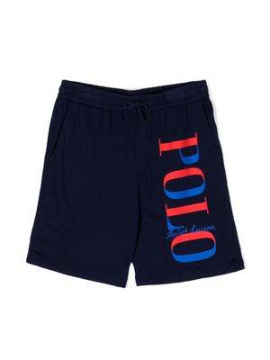 POLO RALPH LAUREN KIDS short en coton à logo imprimé - Bleu