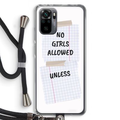 No Girls Allowed Unless: Xiaomi Redmi Note 10 Pro Transparant Hoesje met koord