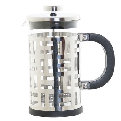 Cafetiere French Press koffiezetter zwart met inox 600 ml