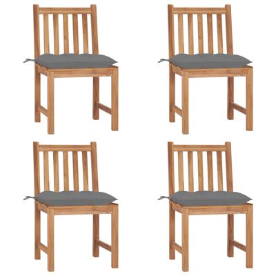 Tuinstoelen 4 st met kussens massief teakhout