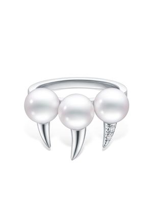 TASAKI collier Danger Fang en or blanc 18ct à perles pavé de diamants - Argent