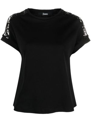 Herno t-shirt en coton à détails de dentelle - Noir