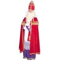 Sinterklaas kostuum polyesterfluweel met koker mijter voor volwassenen One size  - - thumbnail