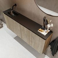 Mondiaz Ture 120cm toiletmeubel light brown grey met wastafel urban links geen kraangat - thumbnail