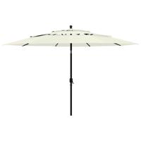 VidaXL Parasol 3-laags met aluminium paal 3,5 m zandkleurig