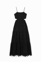 Lange jurk met borduursels en cut-outs - BLACK - XL