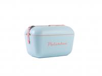 Polarbox Retro Koelbox Pop Blauw met Roze Band - 12 liter - Duurzaam geproduceerde trendy koelbox